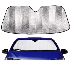 Parasoles delanteros Protección UV Poliéster plateado Parasol de coche de doble círculo Parabrisas Parasol de coche plegable