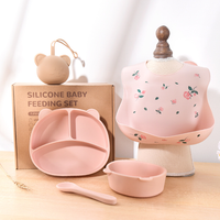 Service de vaisselle en silicone personnalisé pour bébé Assiette plate en forme d'ours avec ventouse
