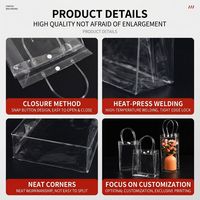 Sac fourre-tout transparent en PVC avec poignée supérieure, logo personnalisé imprimé, vente en gros, sac à main tendance en PVC transparent, sac de shopping réutilisable, sac cadeau