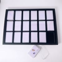 Boîte de rangement pour bijoux à 18 compartiments avec couvercle, plateau transparent pour gemmes, présentoir pour pierres brutes, boîte de pose de bagues, rectangulaire, simplicité
