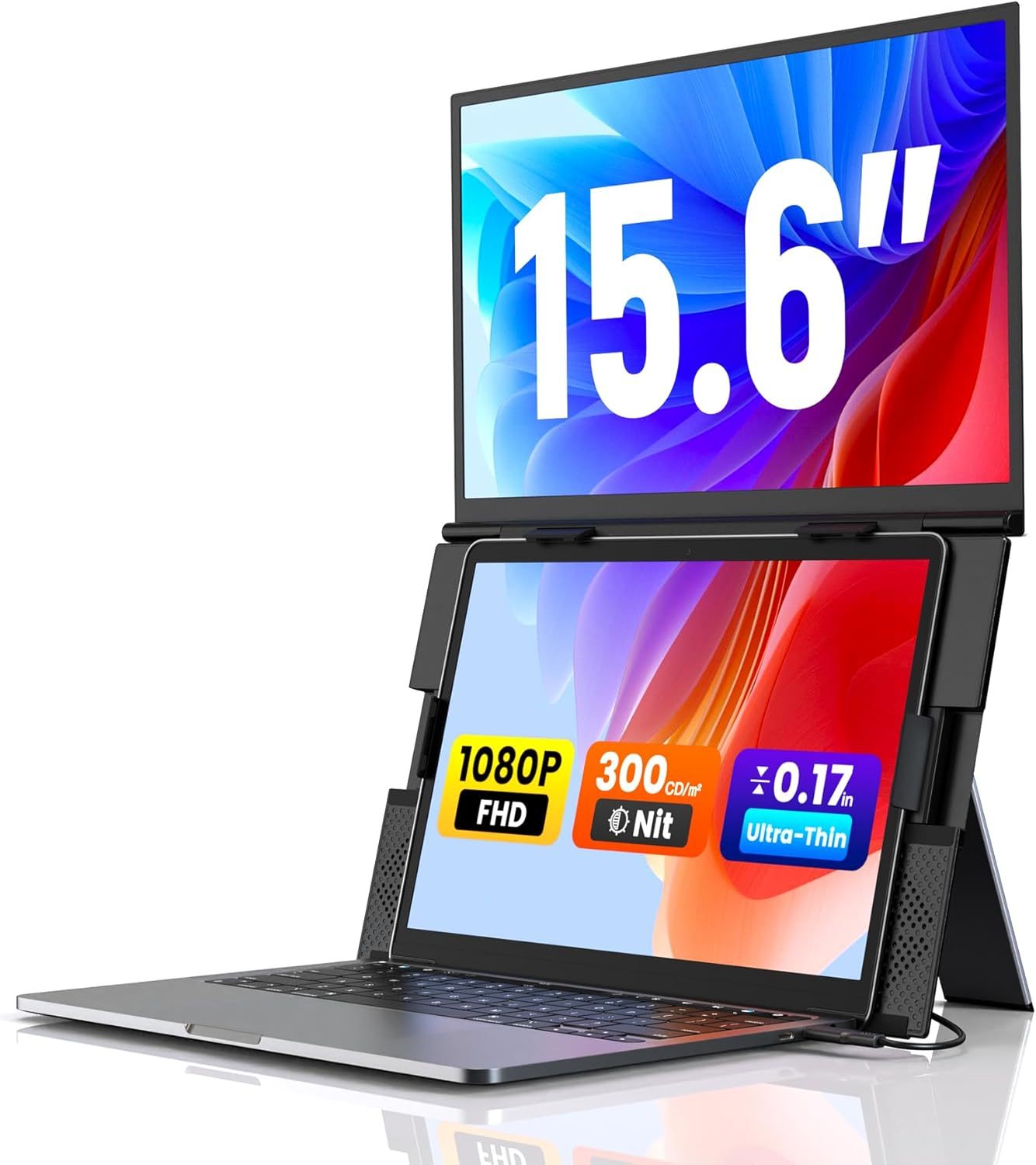 <strong>2026</strong> New Laptop Screen Extender 15.6" <strong>1080P</strong> IPS <strong>Portable</strong> Dual <strong>Monitor</strong> Ultra-Slim Clamp-On Vertical USB-C Type for Office Travel