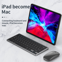 BT kablosuz klavye ve fare Combo, Ultra ince taşınabilir çok cihaz kablosuz klavye ve fare Combo Tablet için, ped