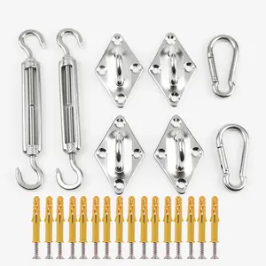 Kit de equipamento de fixação para vela, conjunto de 6mm de aço inoxidável, quadrado, para ponto, sombra, vela