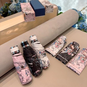 Paraguas de Viaje Compacto de 5 Pliegues con Diseño de Flores y Logotipo Impreso, para Regalos y Obsequios de Apertura - Product Image 1