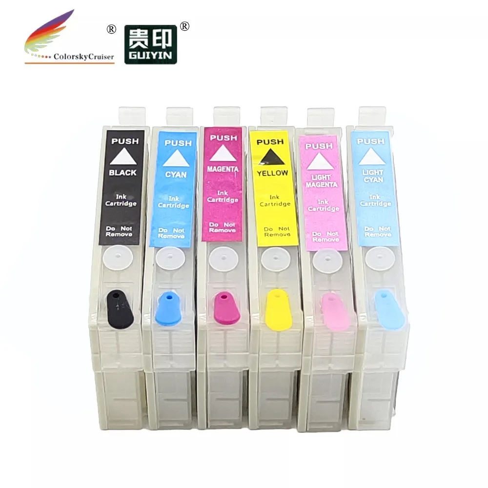(RCE-IC6CL50) refillable refill ink cartridge for Epson IC6CL50 EP-301 EP-302 EP-702A EP-801A EP-802A bkcmylclm with ARC 1 set