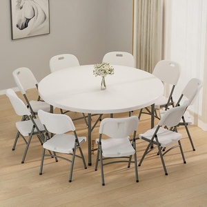 Factory Direct OEM ODM 48inch Round Folding Plastic <b>Table</b>, Portable Outdoor Banquet <b>Table</b> for Patio, <b>BBQ</b>, Party, Camping, Event - Product Image 3