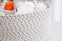 Sac de rangement pour couches de bébé en corde de coton prêt à être expédié, avec un design portable réutilisable et des compartiments modifiables