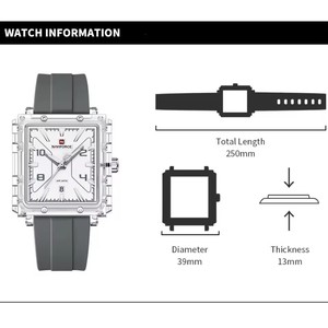 Relojes de Cuarzo Naviforce 6112 para Hombre, Marca Original, Correa de Silicona, Esfera Rectangular, Fecha, Relojes de Lujo Sencillos para Hombre - Product Image 4