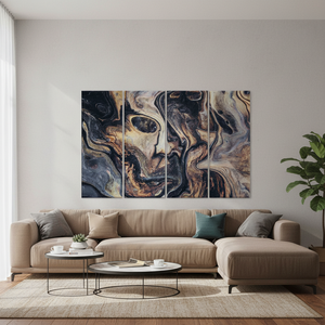 Abstract Gold Alcohol Ink <b>Wall</b> <b>Art</b>: Printed <b>Canvas</b> Decor,SET OF 4 <b>CANVAS</b> - Product Image 3