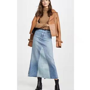 กระโปรงยีนส์ดีไซน์ใหม่สำหรับฤดูร้อน สีดำฟอก ผ้าฝ้าย สำหรับผู้หญิง ขายส่ง - Product Image 4