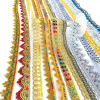 Ruban de dentelle brodé métallique doré avec paillettes pour costumes de carnaval, couture et artisanat, vente en gros