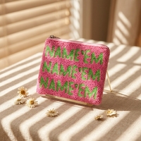Porte-monnaie perlé portable rose pour femme, style Beverly Hills, idéal comme cadeau