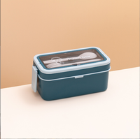 Boîte à bento en plastique à double couche de 950 ml, récipient pour le déjeuner au micro-ondes, forme rectangulaire pour enfants