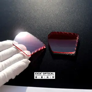 Exia เลนส์แว่นกันแดดไนลอน NY15ACUT6ไร้ขอบตัดป้องกันคราบน้ำมันเลนส์ฐานสีแดงไล่ระดับสีความหนา2มม. 3มม.