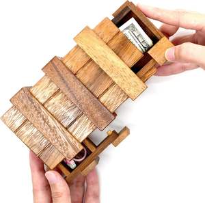 나무 비밀 퍼즐 상자 두뇌 티저 게임 비밀 잠금 퍼즐 상자 숨겨진 구획 이상적인 돈 상자 나무 은신처를 - Product Image 4