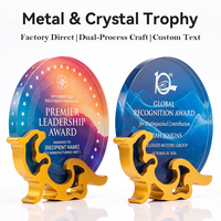 Trophée en métal rond avec cristaux, nouveau design cheval au galop, personnalisable, pour récompense sportive annuelle ou reconnaissance des employés - Vente chaude