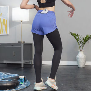 Leggings Deportivos de Poliéster de Secado Rápido con Logotipo Personalizado para Mujer, 2 Piezas, Cintura Media, Cierre Elástico, Pantalones Ajustados para Entrenamiento y Running de Otoño - Product Image 3