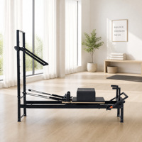 Reformer Pilates Demi-Tour en Acier Carbone avec Chariot Rotatif à 360 Degrés, Cadre Robuste, Équipement de Fitness Multifonctionnel