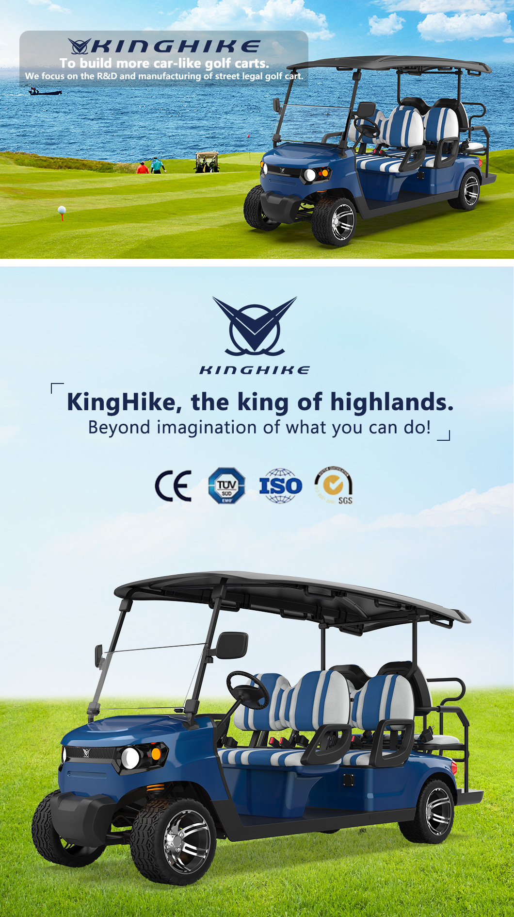 2023 New Design High Quality Electric Golf Car 2 Seat Village Golf