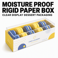 Boîte d'emballage pour macarons personnalisée avec couvercle transparent, boîte à dessert en papier rigide laminé pour les cadeaux de mariage, pâtisserie