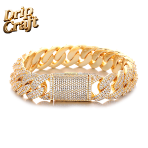 Hip-Hop 15mm Gemischte T-Quadrat Zirkon Kubanische Kette Halskette, Komplettset mit Echtvergoldung, Street Rap, Trendige Marke, Unisex - Product Image 4