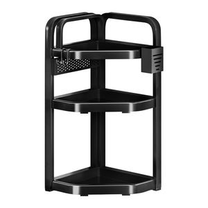 Étagère d'angle de cuisine à 3 niveaux, grande capacité, anti-poussière, organiseur d'épices pour cuisine avec pinces métalliques et design à étages - Product Image 2