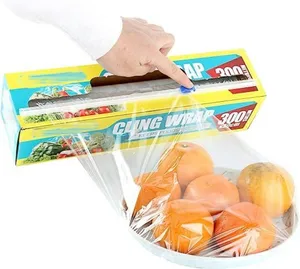 Şeffaf gıda sınıfı Wrap PVC sarma filmi PVC streç gıda sarılmak Film kesici kutusu ile