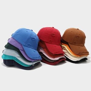 Best-selling Unisex Hole Casual Cotton Vintage Distressed Dad Hats 6 Panel Unstructured Baseball <b>Cap</b> for Men <b>Women</b> - Product Image 3