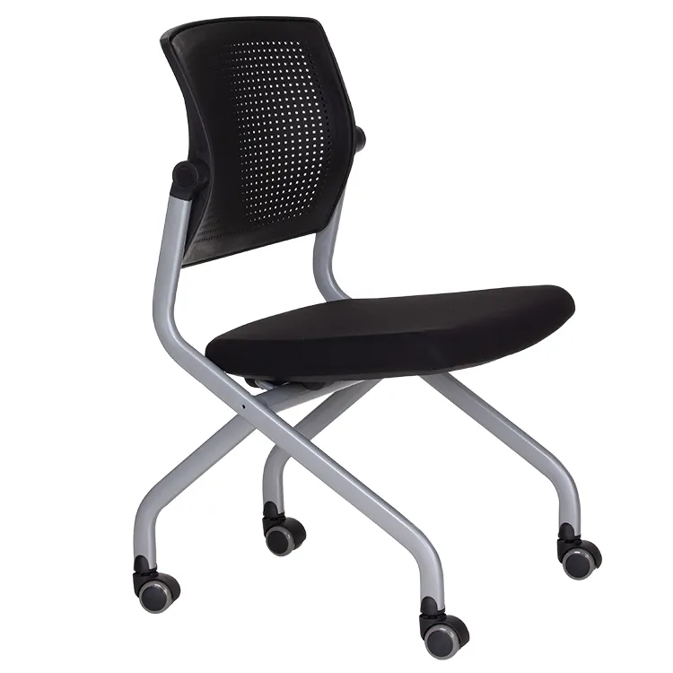New Design Black Study Office Folding Conference Room Staff Learning Training Stackable Chairs With Wheels