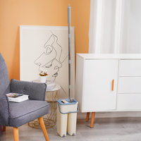 Ensemble de serpillères plates mains libres avec seau autonettoyant, tampons en microfibre, manche en plastique, kit de nettoyage domestique