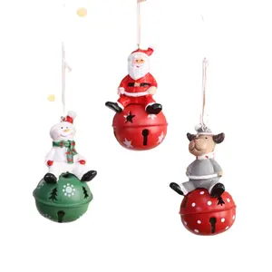 Pendentifs de Noël en fer Père Noël Bonhomme de neige Pendentifs en métal accessoires Ornements suspendus pour arbre de Noël