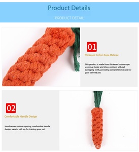 Juguete Masticable de Cuerda de Algodón con Forma de Zanahoria para Perros, Juguete Interactivo para la Dentición de Mascotas, Juguete Masticable para Limpiar los Dientes de Perros y Gatos, Juguete para Aliviar el Aburrimiento de Cachorros - Product Image 5