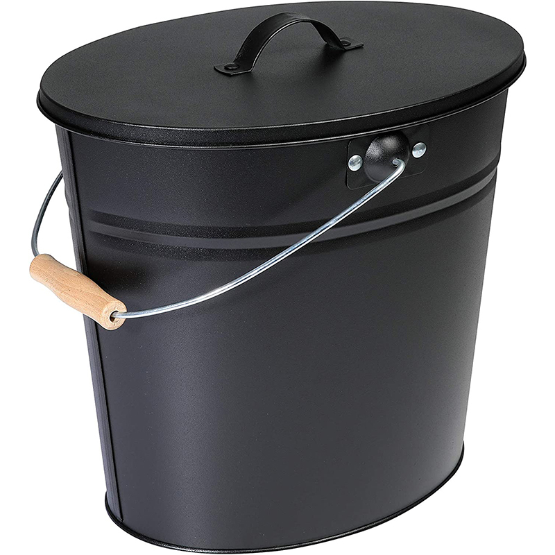 Black color metal ash bucket