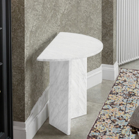Table console demi-lune en marbre moderne de luxe, faite à la main, entrée, salon, salle de bain, appartement, mobilier polyvalent