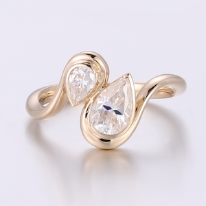 Custom Moissanite Jewelry 14K Solid Gold Toi Et Moi <b>Ring</b> <b>Couple</b> <b>Ring</b> 2 Stone Pear Cut Moissanite Wedding <b>Ring</b> - Product Image 1