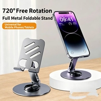 Support de bureau pliable rotatif à 360/720 degrés pour téléphone et tablette, entièrement en métal