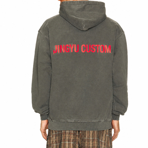 Luxury Beach <b>Thin</b> Printed Washed Snap Button Hooded Sweatshirt Custom Fleece Men's <b>Hoodies</b> - Product Image 3