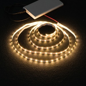 Bande lumineuse LED alimentée par piles 3AA, SMD2835, 50cm, 1M, 2M, 3M, 4M, 5M, ruban d'éclairage flexible, blanc/chaud - Product Image 1