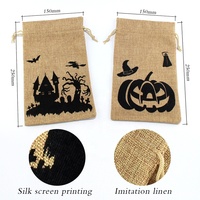 Sac à poussière en Jute avec cordon de serrage, sac d'emballage en lin pour décoration d'halloween