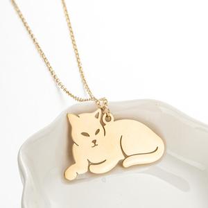 Collana con Ciondolo a Forma di Gatto in Stile Coreano per Donne, Gioiello in Acciaio Inossidabile con Charm di Gatto Sdraiato - Product Image 3