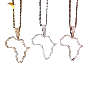 Pendentif Carte d'Afrique Certifié GRA de Haute Qualité, Bijoux Hip Hop Raffinés, Pendentifs en Argent 925 Sertis de Moissanite VVS - Product Image 2