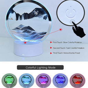 โคมไฟ LED ตั้งโต๊ะเคลื่อนย้ายทรายรูปศิลปะ3D,โคมไฟโต๊ะวาดภาพทรายไหลนาฬิกาทรายแก้วหมุนโคมไฟข้างเตียงเคลื่อนไหวเร็ว - Product Image 5