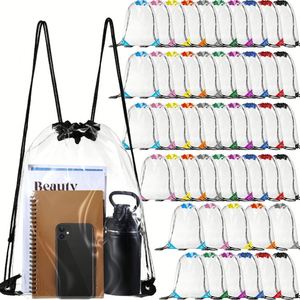 New Style Custom Logo Waterproof Dust Transparent Pvc Clear <b>Drawstring</b> <b>Backpack</b> Bag for Gym Travel Beach Storage - Product Image 1