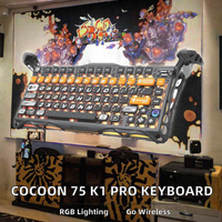 Clavier de jeu mécanique sans fil Gravastar New Cocoon 75 K1 Pro RGB rétroéclairé en alliage d'aluminium USB-C programmable pour ordinateur de bureau