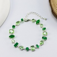 Ensemble de bijoux tendance et luxueux pour femmes, bracelet et collier en or et argent plaqué, couleur verte et colorée