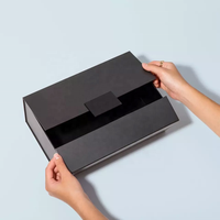 Boîte cadeau en carton rigide noir à fermeture magnétique, avec logo personnalisé, fabrication directe, luxe, deux portes ouvrables