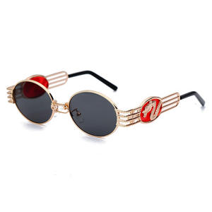 Lunettes de soleil rétro chinoises à thème animal steampunk, monture ronde en métal, lunettes hip-hop - Product Image 2