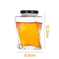 Nouveau pot en verre pour miel de 360 ml, 500 g, forme torsadée, récipient alimentaire en verre de qualité supérieure, bouteille en verre pour miel de 500 g, bouteille en verre pour sirop de miel