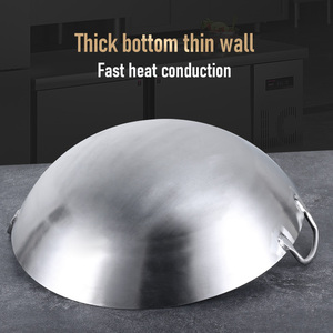 Kengq 32cm-80cm Batterie De Cuisine Wok En Acier Inoxydable Double Oreille Grand Wok Avec Poignées Cuisine Wok En Acier Inoxydable - Product Image 3