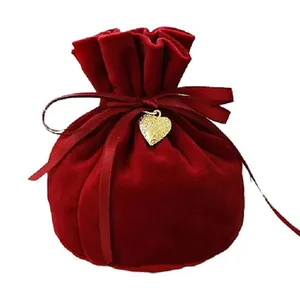 High Quality Custom Size and Logo Printed Red Velvet Bag Jewelry Pouches Jewelry Gift Bags Pouches Wedding Favors